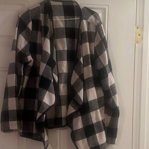 Black & White Buffalo Check Open Front Blazer